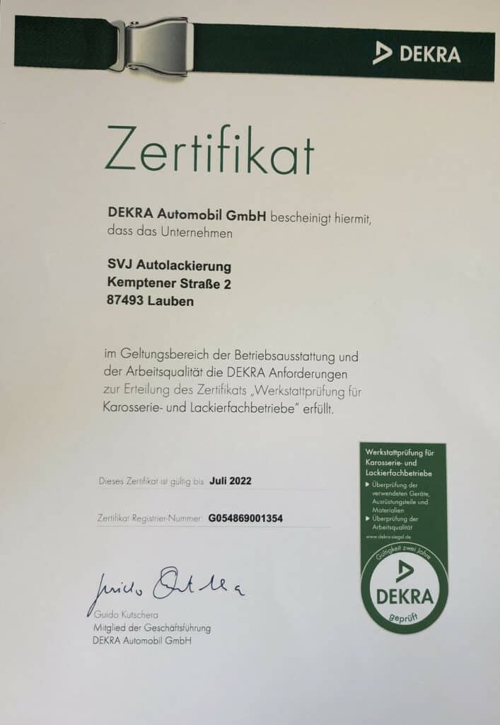Dekra Zertifizierung nach anerkannten internationalen/nationalen Standard